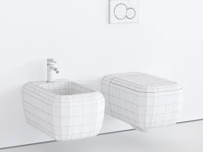 Ceramica Cielo Shui wall-hung bidet and toilet Low-poly 3D model