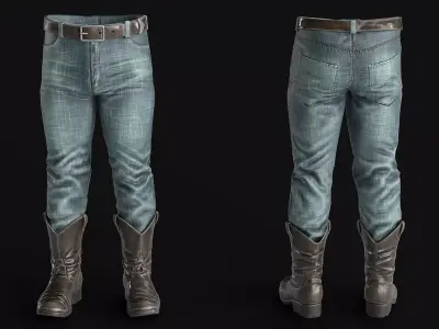 Jeans and Boots Outfit Low-poly 3D model