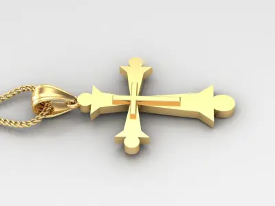 Light Gold 18K Cross Pendant 2CP053 3D print model