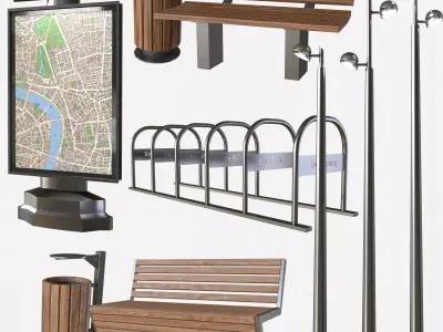 Exterior set billboard with map 3D model
