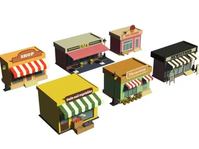 building cartoon  Low-poly 3D model