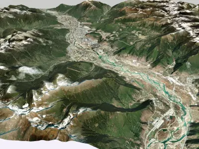 Cityscape Nyingchi Tibet China 3D model