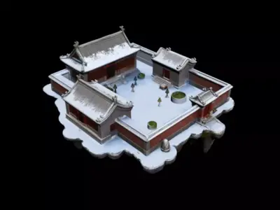 courtyard snow scenery 3D model