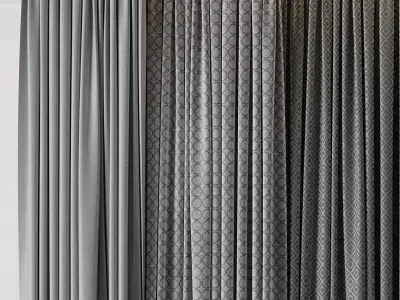 hadi curtain 67 gray and white 3D model