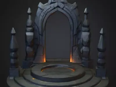 A mysterious mystical altar  Low-poly 3D model