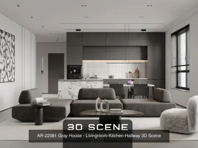 AR-22081 Gray House - Bundle 3D Scene 3D Model Pack