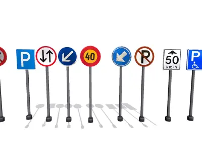 Road Street Sign Low-poly 3D model