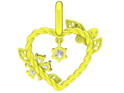 Floral Heart Gemstone Pendant 6933 3D print model