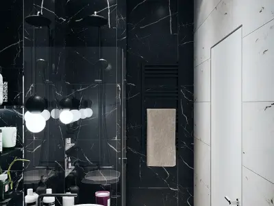 Bathroom Black and White 2017 3D Scene 3D model