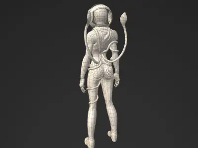 Annelies - Retro Sci-Fi Girl Low-poly 3D model