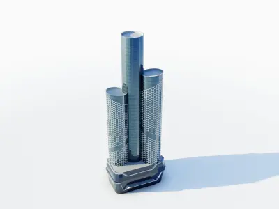 QIMC tower - Qatar doha Low-poly 3D model