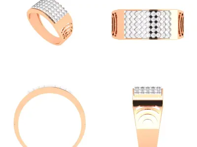 new style squar pron setting in gents ring  3D print model