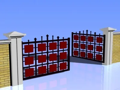 Fence and Gate 02 3D model