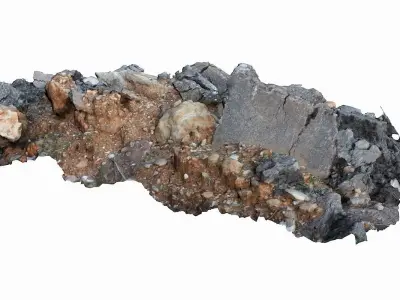 Rubble rock Low-poly 3D model