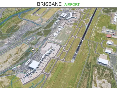 Brisbane Airport 10km Low-poly 3D model