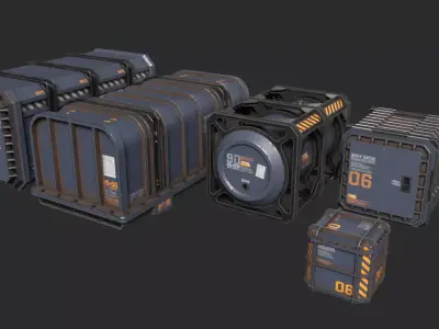 Sci-Fi Containers Pack Low-poly 3D model