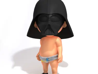 Darth Vader baby cartoon rigged 3D model