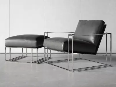 Sling Chair and Ottoman 3D model