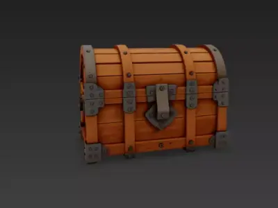 Game-Ready Wooden Treasure Chest Low-poly 3D model