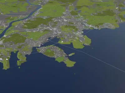 Busan South Korea 50x50km 3D model