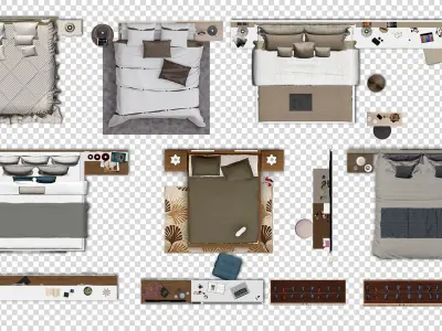FLOOR PLAN 2d furniture top view PSD  realistic Vol-2 3D model