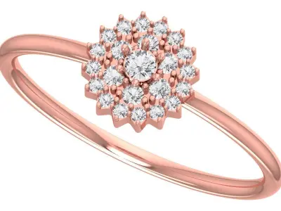 Solitaire Women Light Weight Flower Band Ring 3D print model