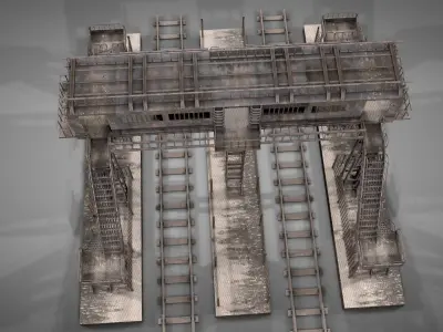 Abandoned Railway Overpass Shelter 3D model