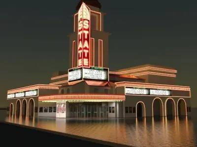 Detailed Movie Theater Exterior 3D model