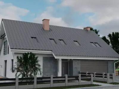 Modern house exterior and interior 3D model
