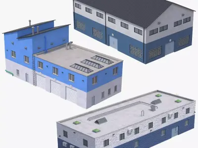 3 Industrial Buildings Collection 3D Model Pack