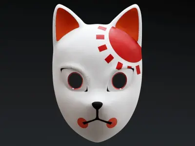 Demon Slayer - Tanjiro Mask textured and printable 3D model