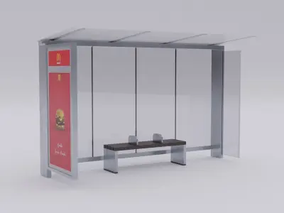 Bus Shelter - Low poly PBR Low-poly 3D model