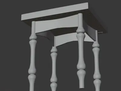 Wooden Side Stool 3D model