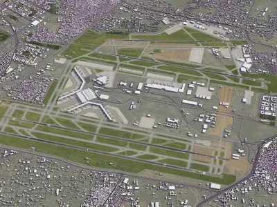 Delhi - Indira Gandhi International Airport - DEL Low-poly 3D model