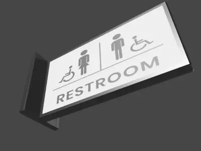 Restroom Sign Low Poly  Low-poly 3D model