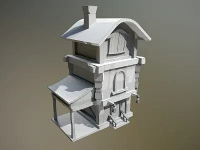 Medieval old vikings house Low-poly 3D model