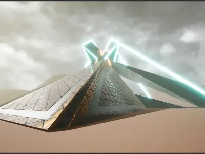 sci fi temple- Cyberpunk design - Game-Ready Low-poly 3D model