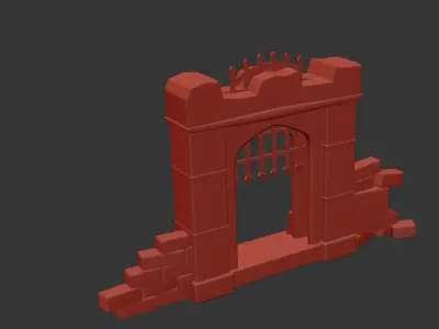 Ancient cave gate Low-poly 3D model