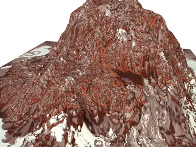 Red Snow ICE Mountain Canyon Desert Low Poly Terrain Rock 6 Low-poly 3D model