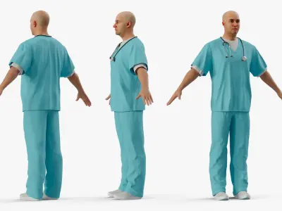  Medical Professional with Scrubs and Stethoscope 