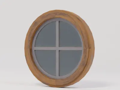 Circle Wooden Window 50x6x50 Low-poly 3D model