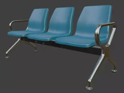 Modern Waiting Room Bench 3D Model 3D model