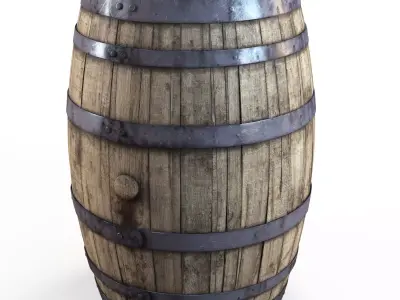 Old Wooden Barrel PBR Textures Low-poly 3D model