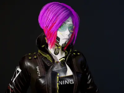 Cyberpunk Girl Low-poly 3D model