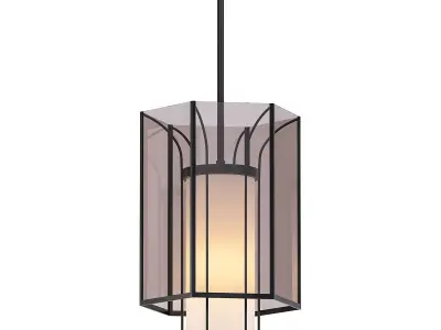 PENDANT 1 light with glass shade and metal frame 3D model