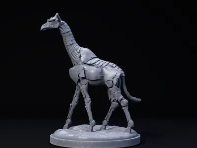 Giraffe mecha robot 32mm scale pre-supported animal 3D print model