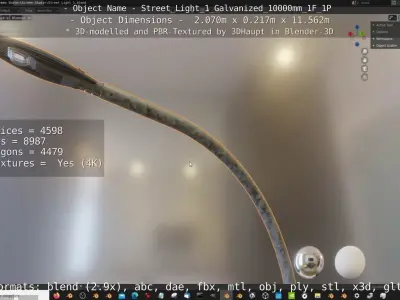 Street Light 1 Galvanized 10000mm 1F 1P Low-poly 3D model