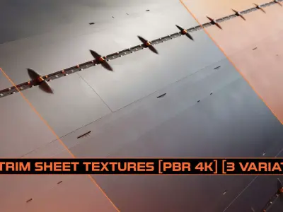 Sci fi Trim sheet texture 3 Variations Low-poly 3D model