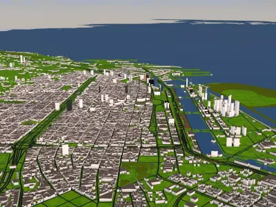 Buenos Aires City of Argentina 3d model 2020 July data Low-poly 3D model