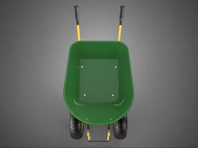 GREEN YELLOW WHEELBARROW CONTRACTOR LANDSCAPER GRADE GARDEN CART 3D model